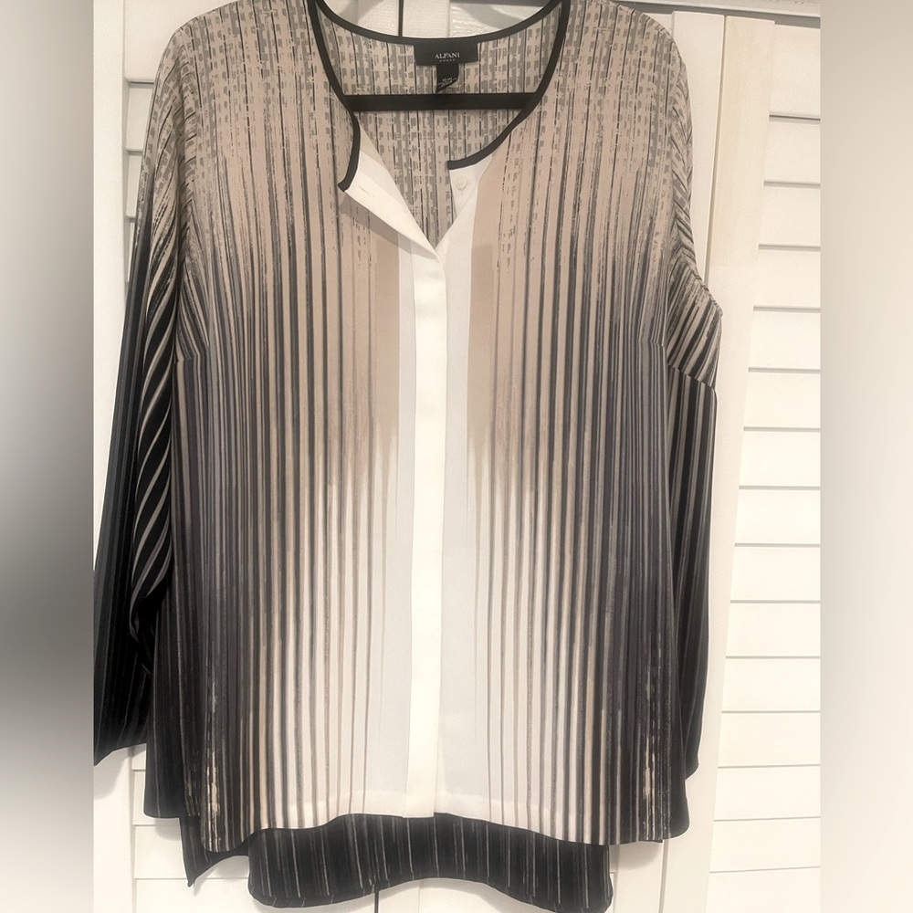 Alfani 16W womens striated ombré blouse